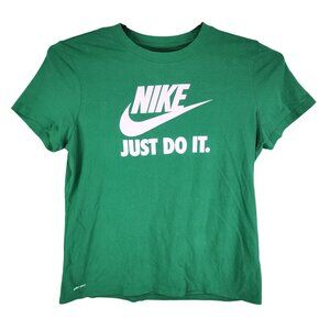 Womens Green The Nike Tee Shirt Dri-Fit Just Do It Crew Neck Short Sleeve XL